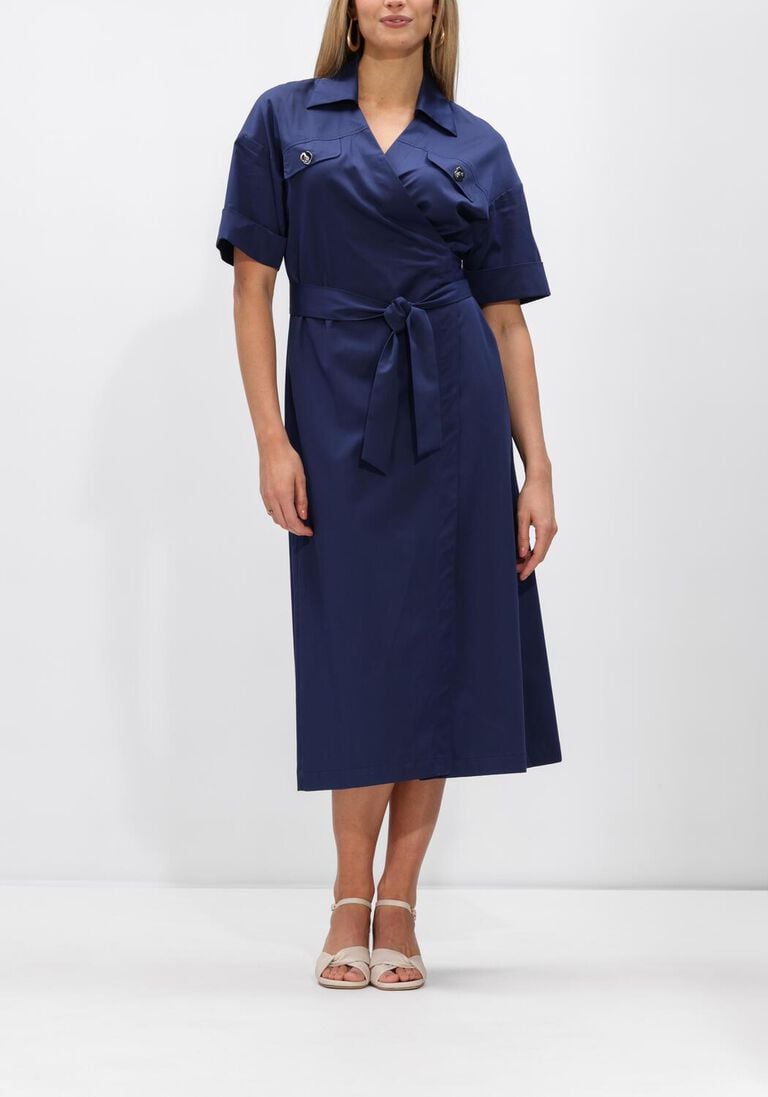 donkerblauwe caroline biss midi jurk 1112