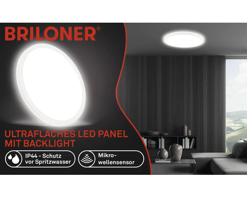 LED Sensor Plafondlamp IP44 18W 2400 lm 4000 K HxØ 3x29 cm Slank Wit + Achtergrondverlichting