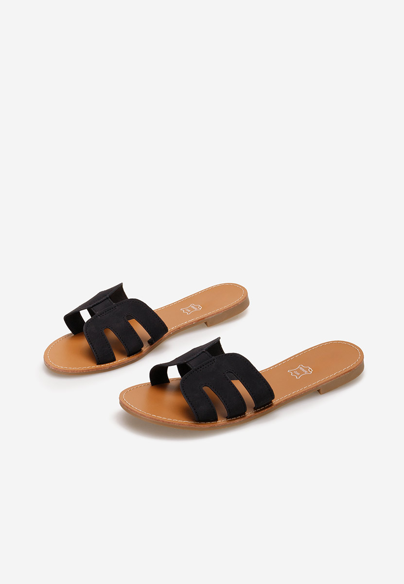 Mules plates femme noirs Strina
