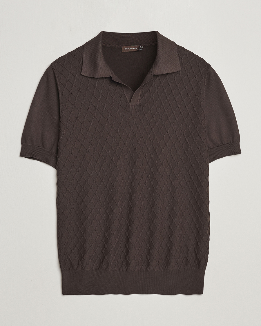 Oscar Jacobson Mirza Structured Cotton Polo Brown