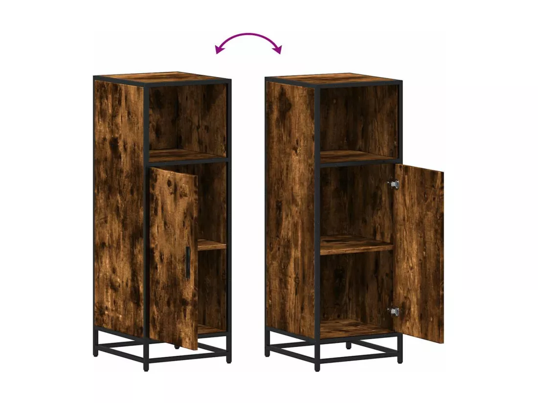 Armoire de bain chêne fumé 35x37,5x100cm bois d'ingénierie