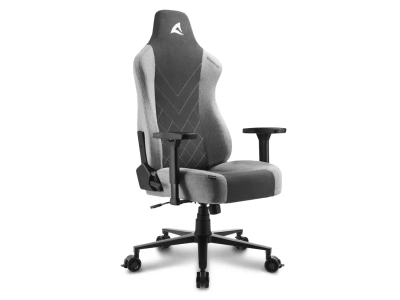 Sharkoon Skiller SGS30 - Spillestol - ergonomisk - høj ryg - armstøtter - T-formet - vippe - drejeled - tekstil, aluminiumlegering, højdensistets støbt skum, stålramme - grå, sort