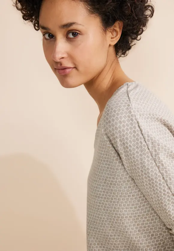 V-Ausschnitt Shirt - spring sand melange