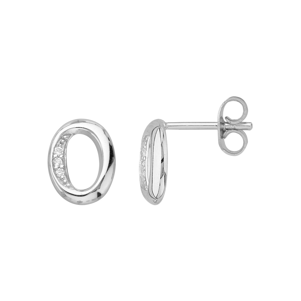 Boucles d'oreilles puces en Argent avec oxyde de zirconium blanc
