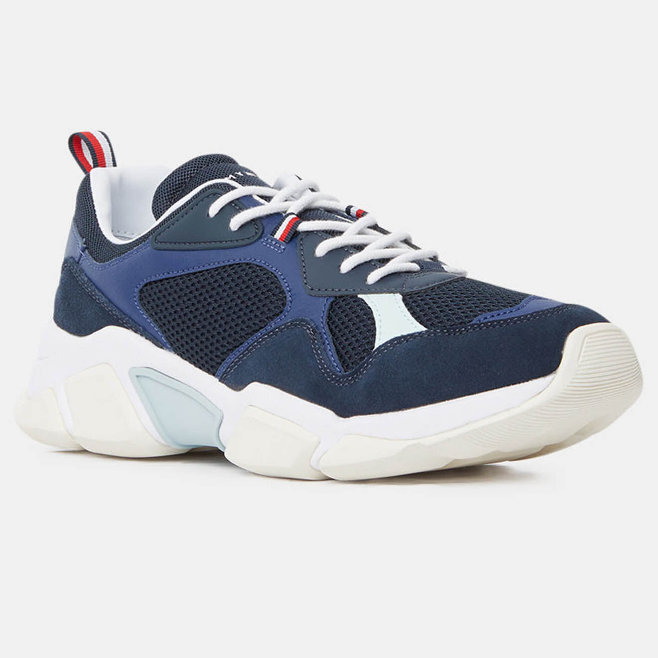 Tommy Hilfiger Baskets en Mesh & Velours de Cuir Chunky Material Mix bleu marine