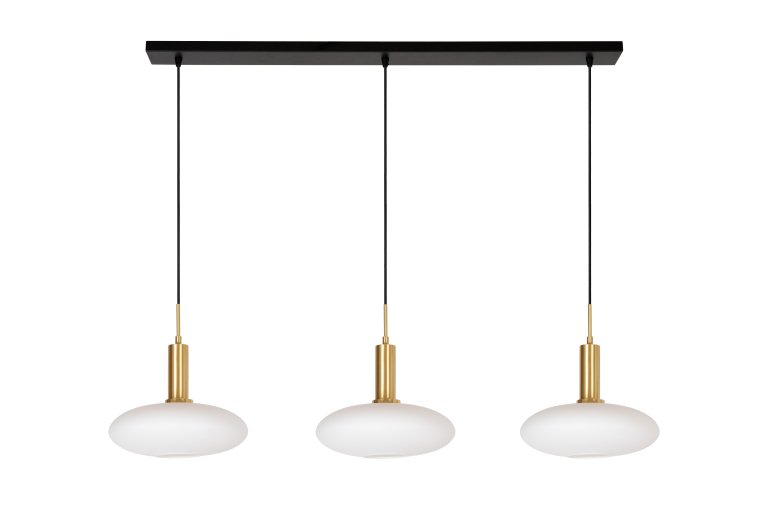 Lucide Singala 3 cluster hanglamp lineair opaal/messing
