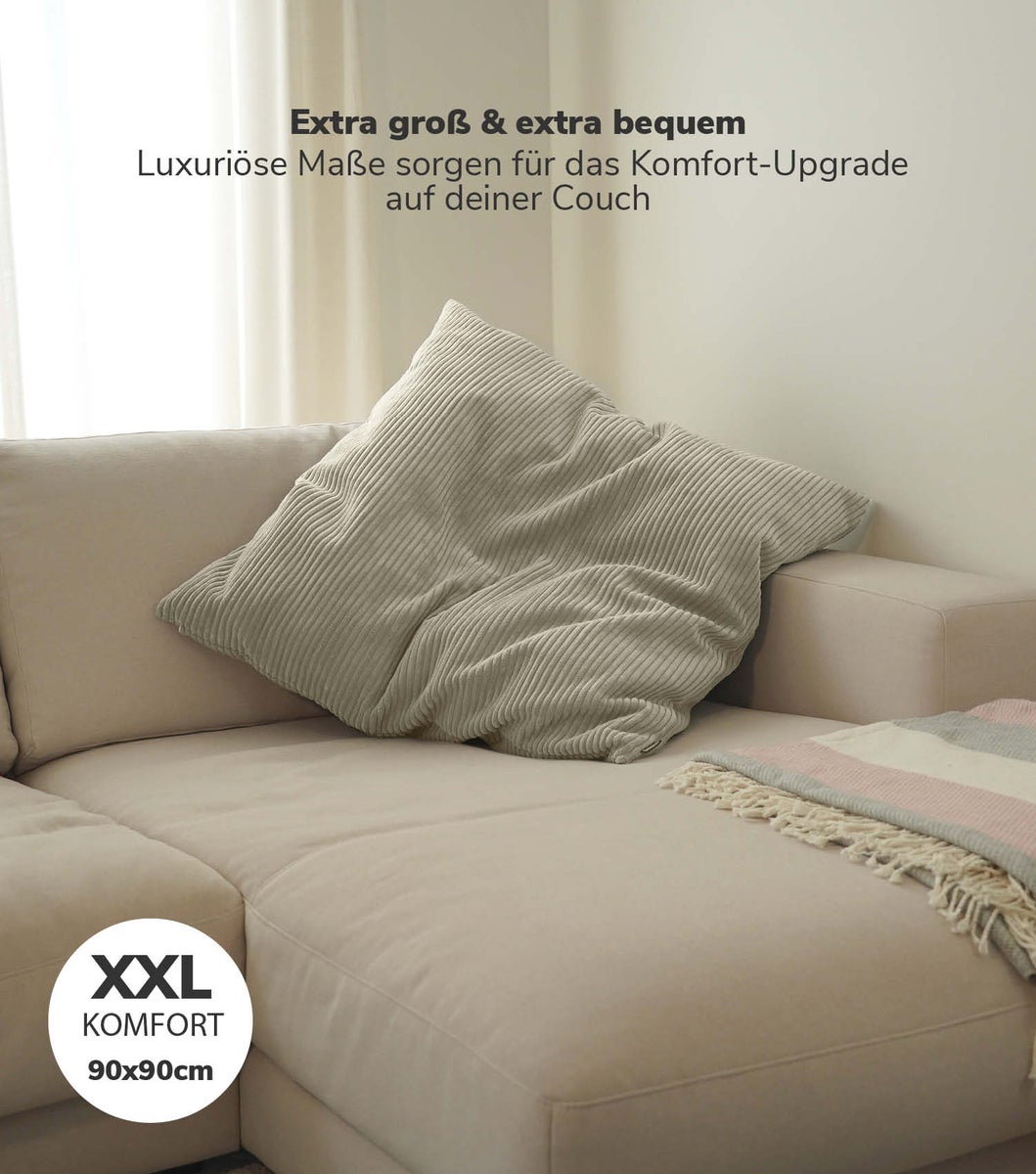 mokebo XXL bankkussen 'The Cuddly One', reuzenkussen of XXL kussen van corduroy in beige