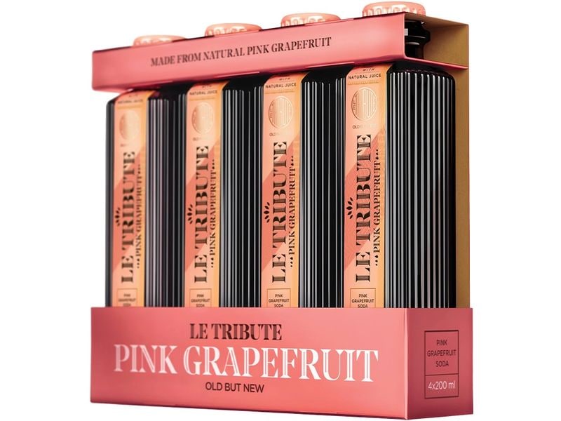Le Tribute Soft-Drinks Pink Grapefruit 4 x 200 ml Erfrischungsgetränk mit prickelnder Kohlensäure