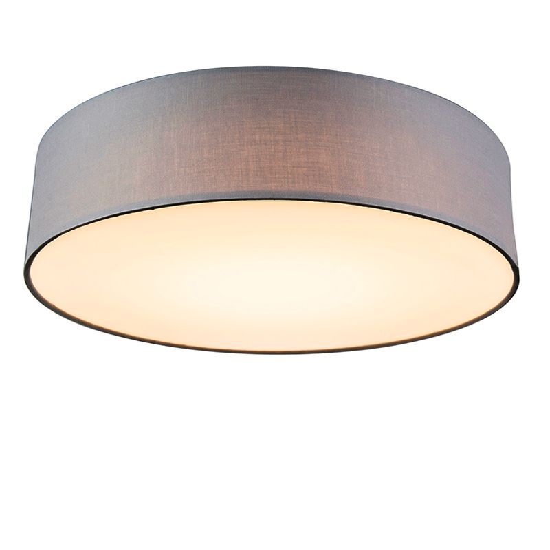 Plafondlamp grijs 40 cm incl. LED - Drum LED