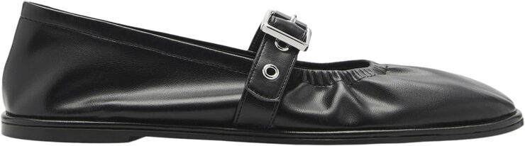 MANGO Round-toe ballerina shoes with buck Black