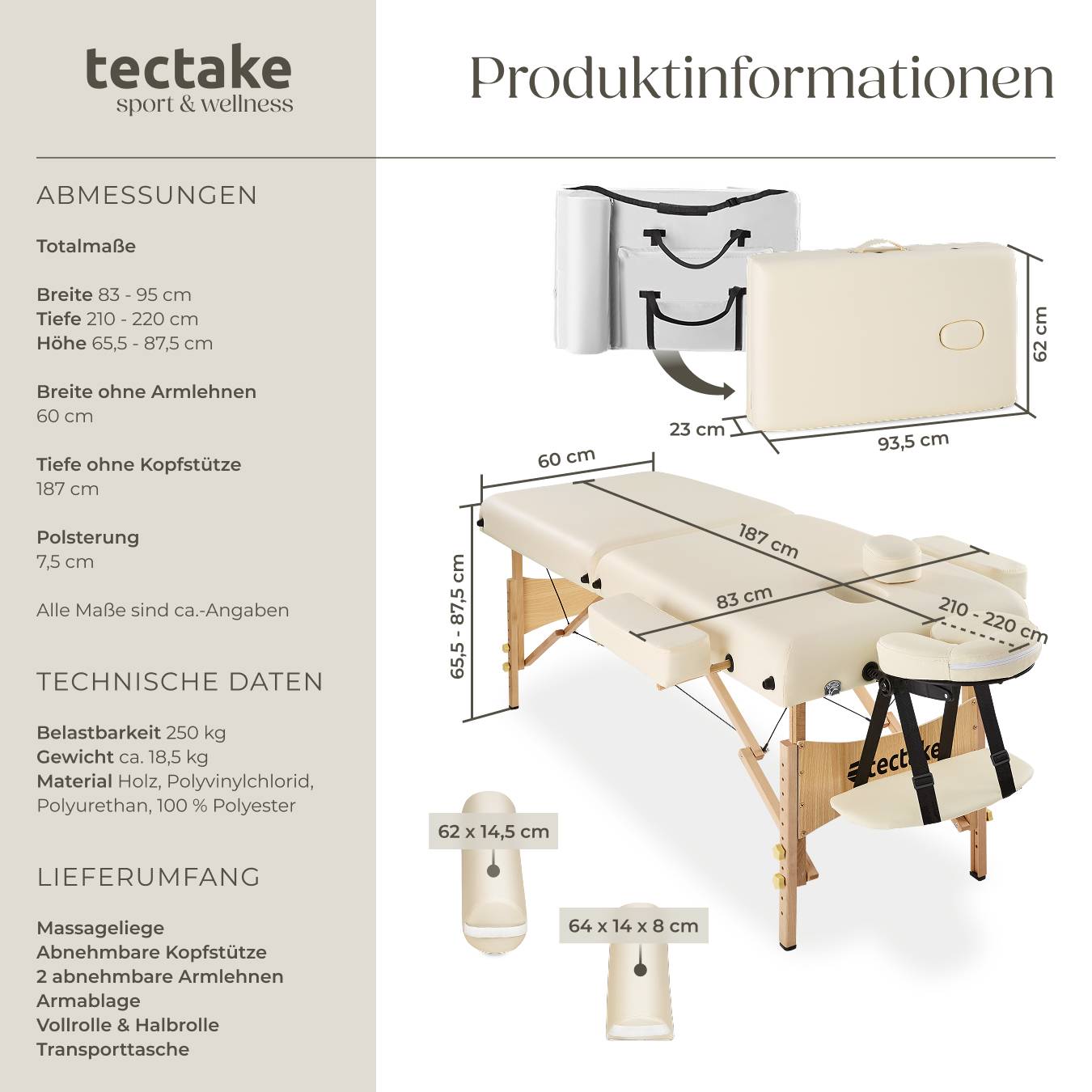 2 Zonen Massageliege-Set Suman
