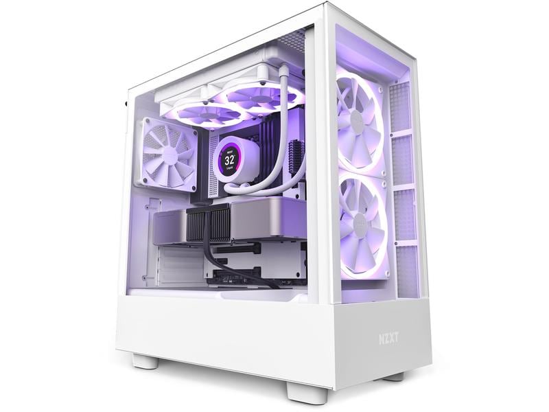 NZXT PC-Gehäuse H5 Elite Weiss matt Kompaktes Mid-Tower-Gehäuse mit Seitenfenster
