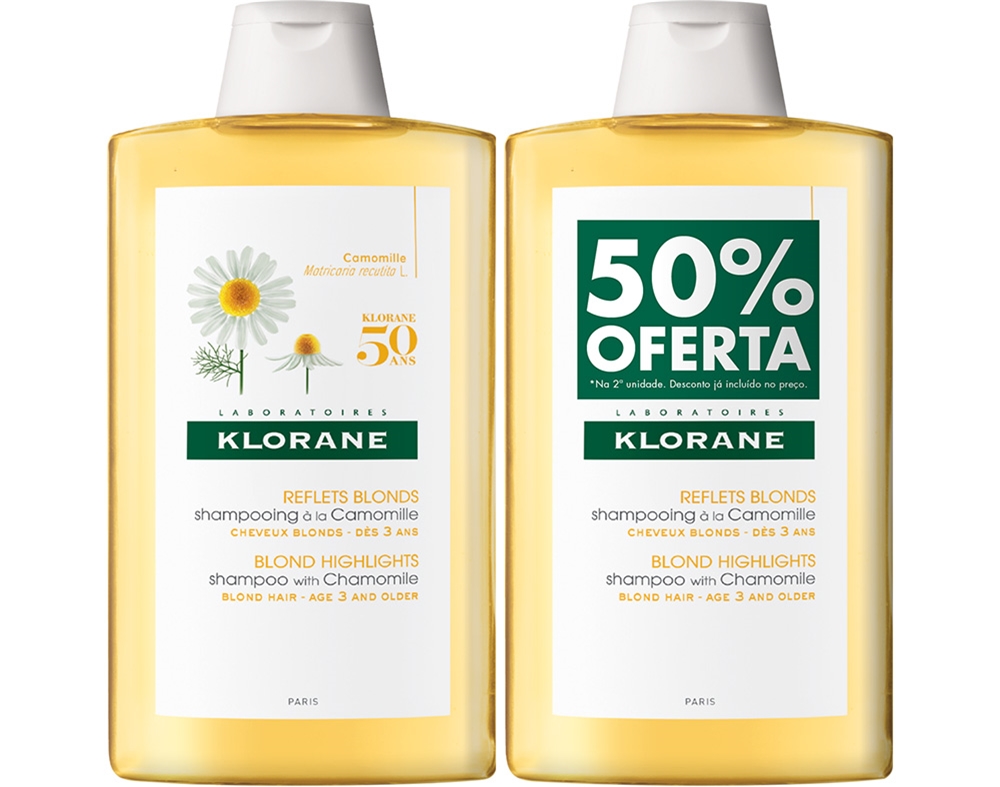 CHAMPÔ KLORANE CAMOMILA 2X400ML 50% 2ªUN