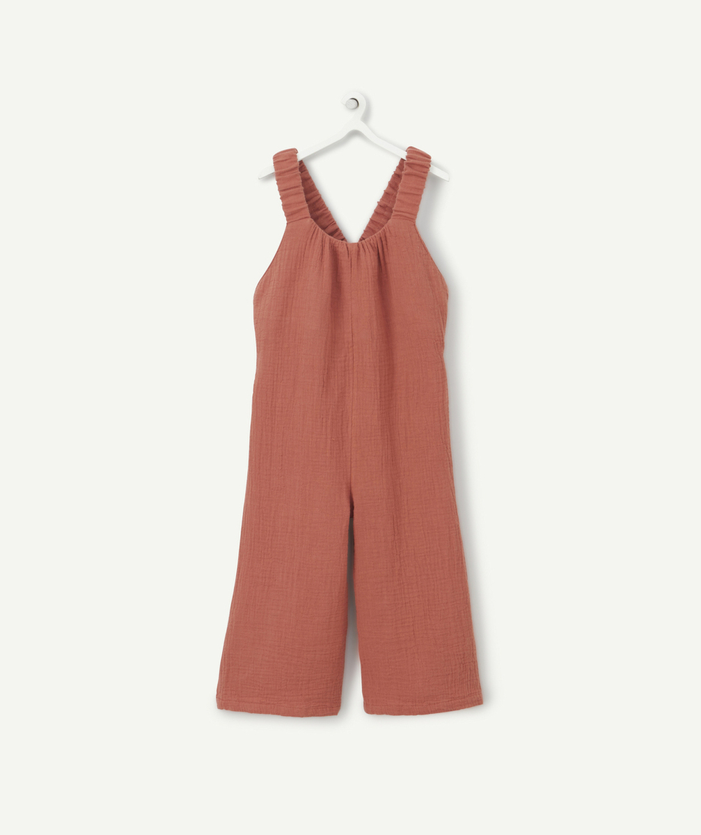 COMBIPANTALON ÉVOLUTIVE FILLE ROUILLE EN GAZE DE COTON