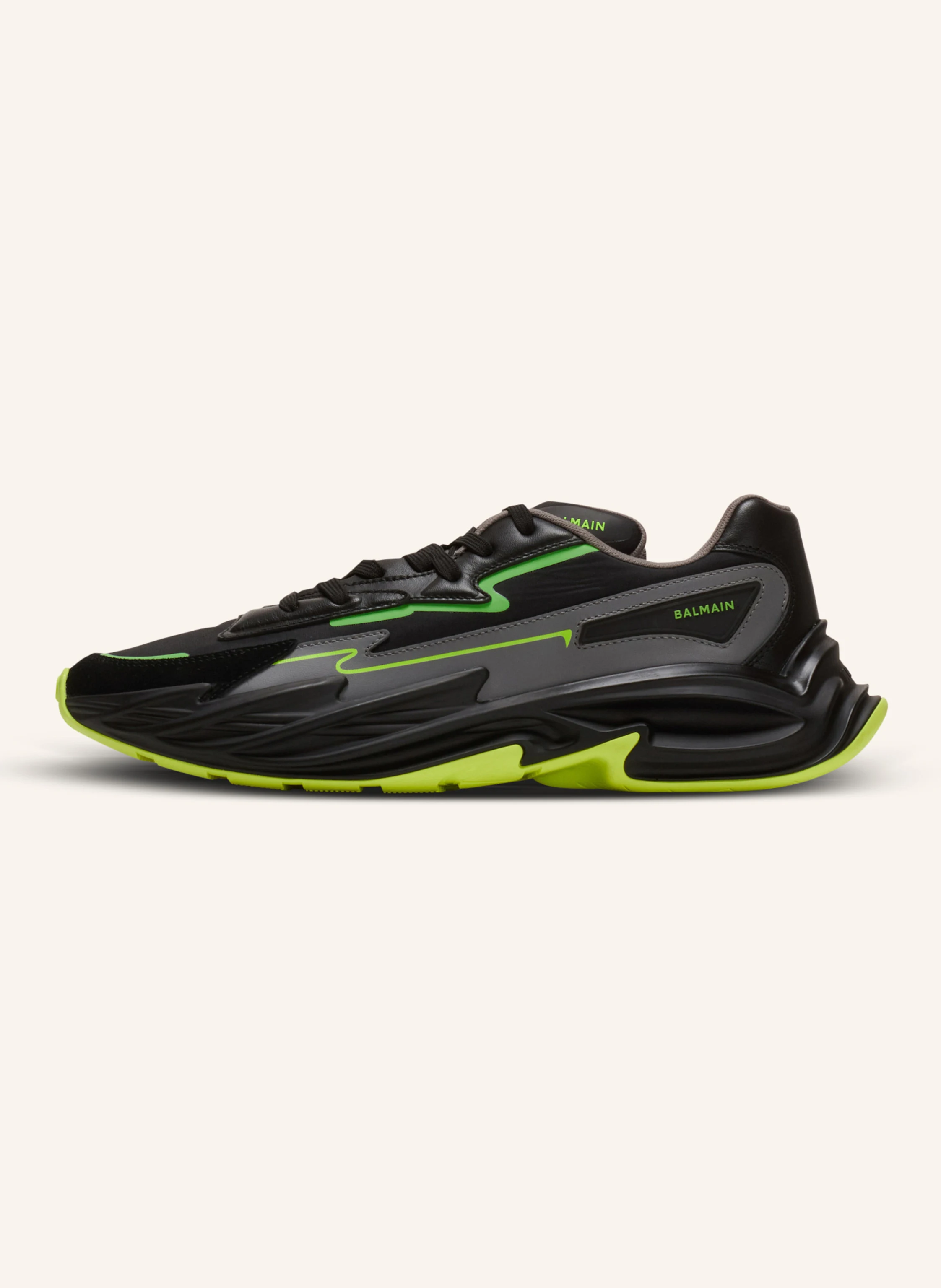 BALMAIN Sneakers Run-Row aus Leder und Nylon