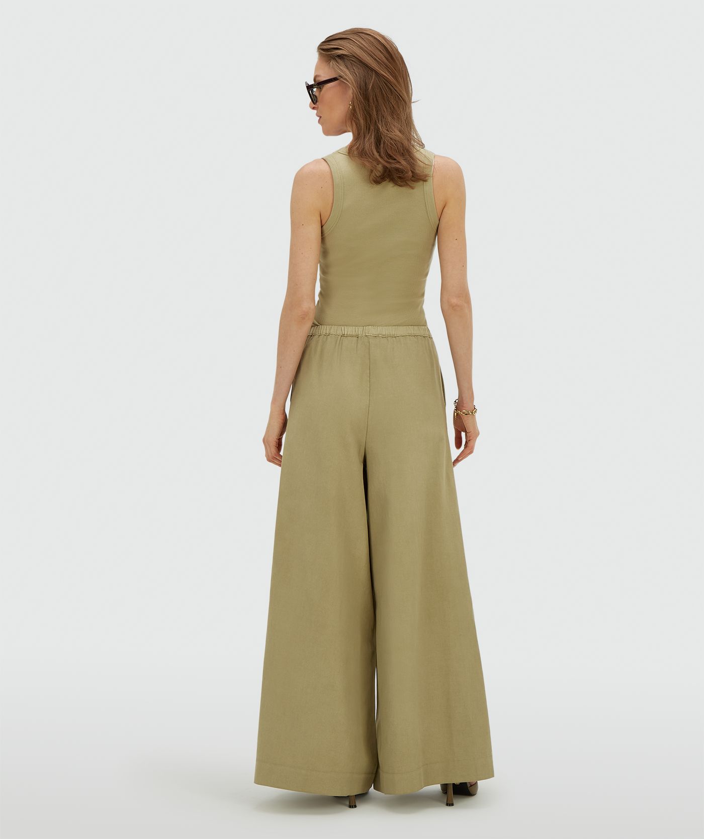 JV-SERA wide leg pantalon - dark pistachio