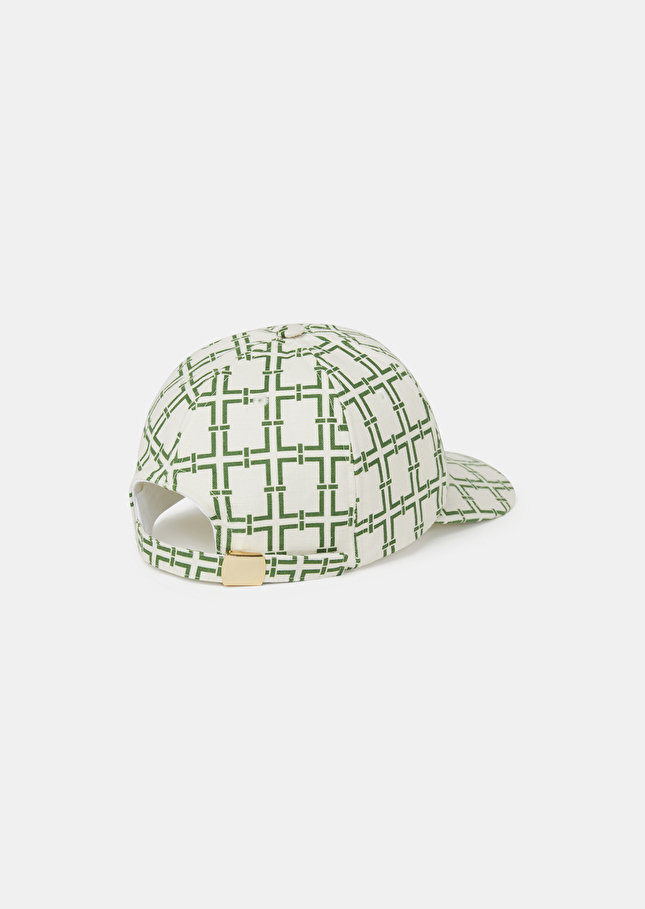 Casquette Caroleécrue à motif graphique vert