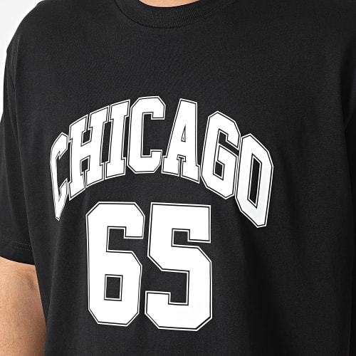 Tee Shirt Oversize Large College Chicago Noir Blanc