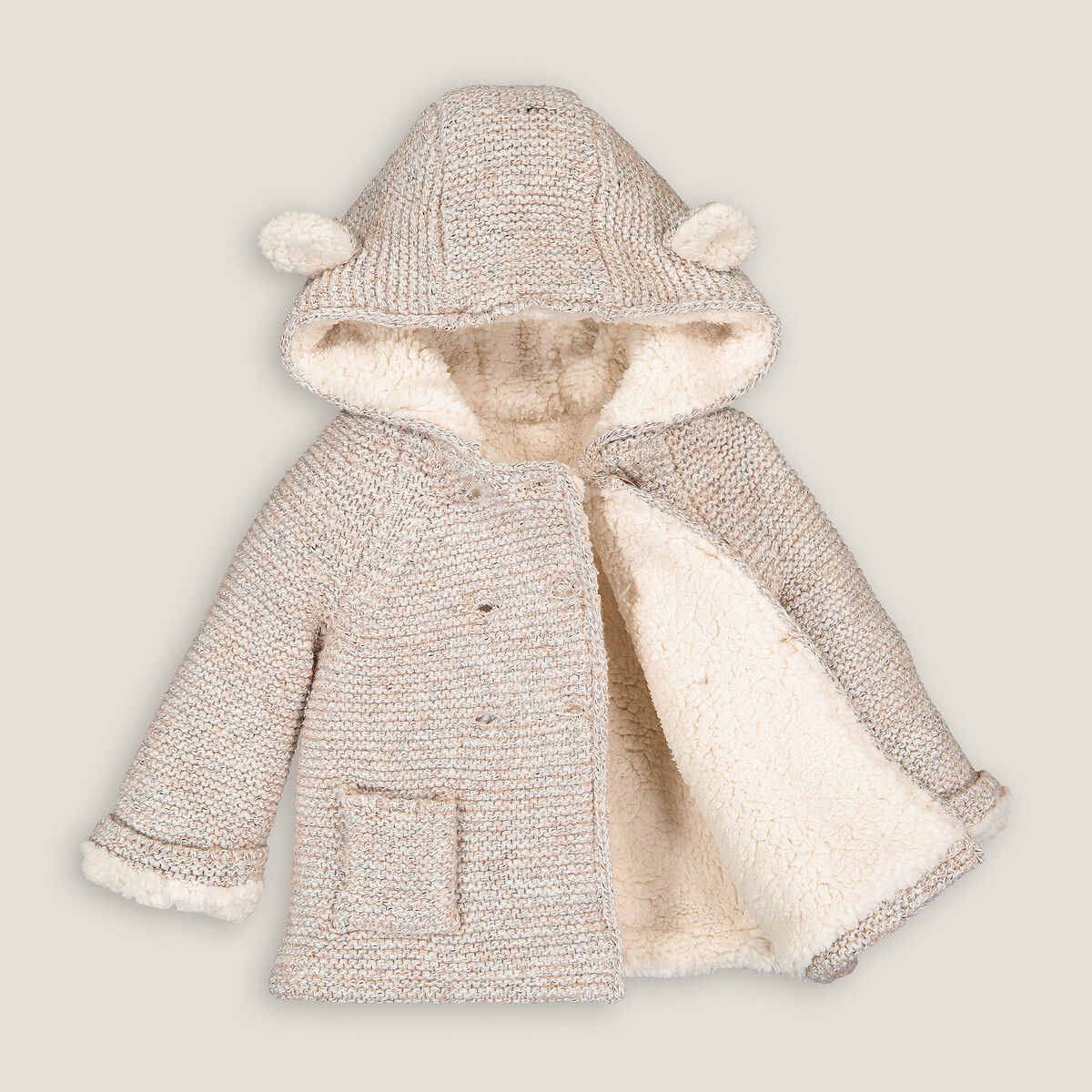 COLEÇÕES LA REDOUTE<br>Colete com gorro em sherpa de malha quente