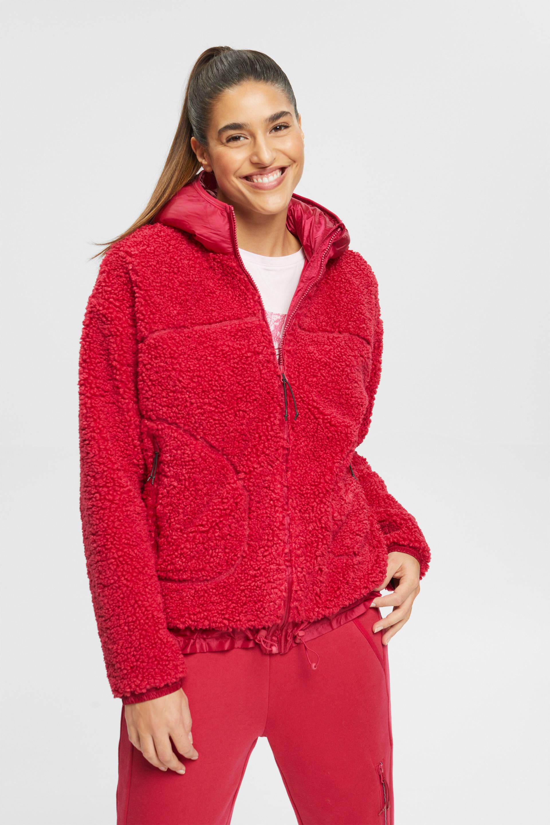 Cardigan zippé en polaire peluche à capuche