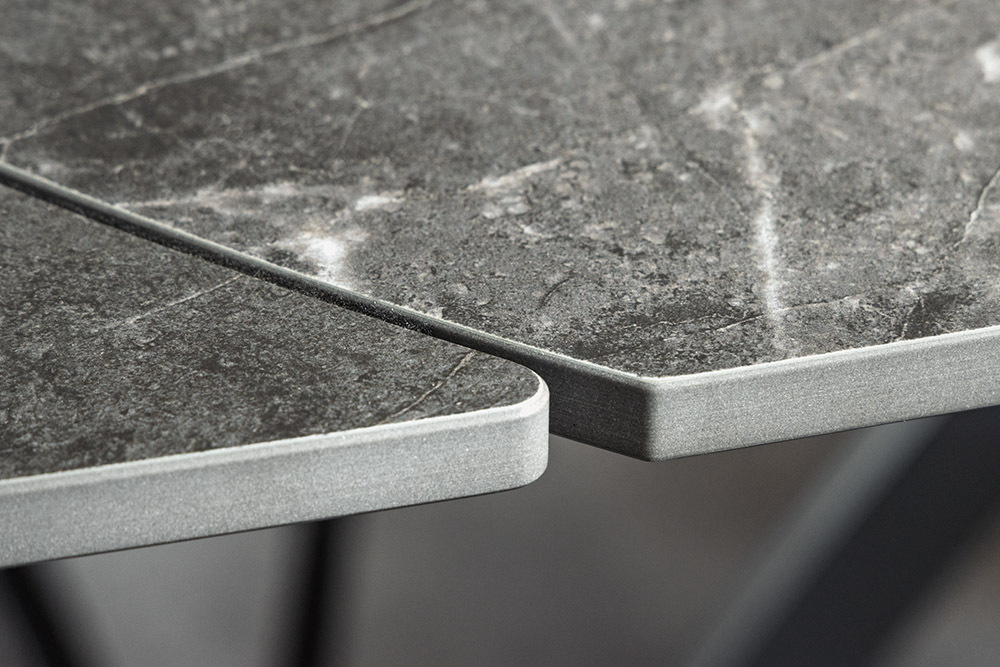 Ausziehbarer Esstisch INCEPTION 130-190cm anthrazit oval Keramik schwarz Metall