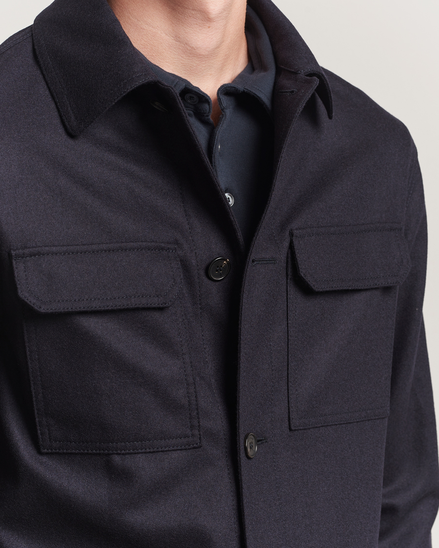 Incotex Flannel Overshirt Navy