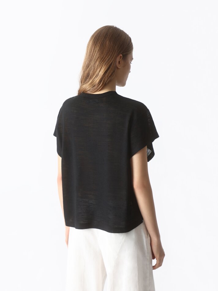 Camiseta com efeito linho - Preta