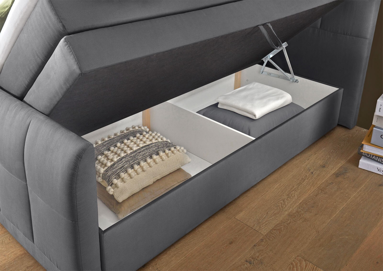 LIV´IN Boxspringbett GIRONA 180 x 200 cm anthrazit