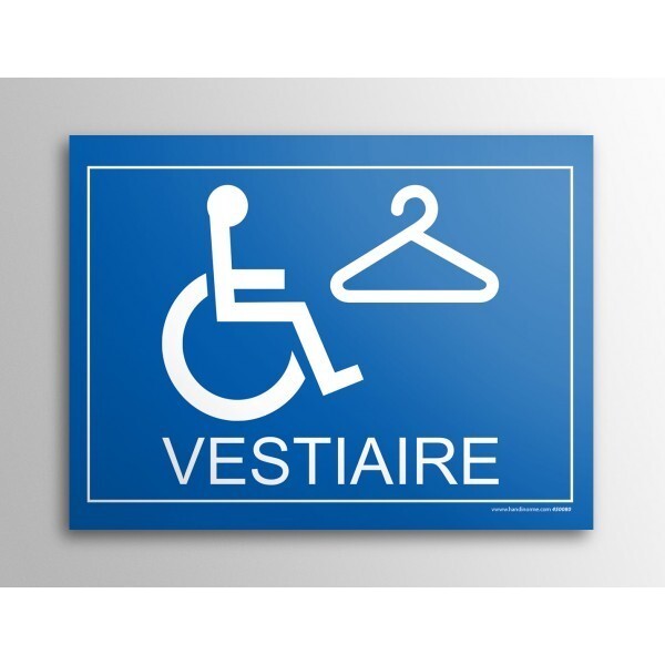 Plaque gravée Vestiaire + picto PMR