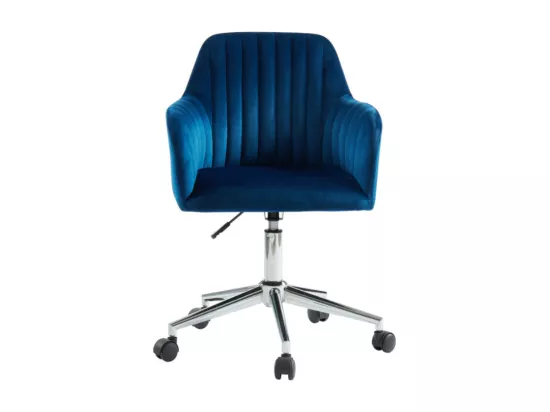 Chaise de bureau - Velours - Bleu - Hauteur réglable - ELEANA