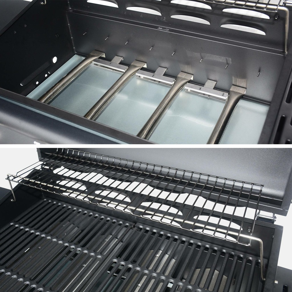 Barbecue gaz foucault. En acier inoxydable. 5 brûleurs 145x88x151