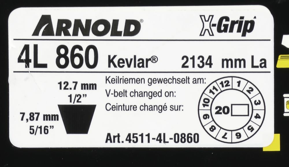 Courroie trapézoïdale x-grip v de type 4l860