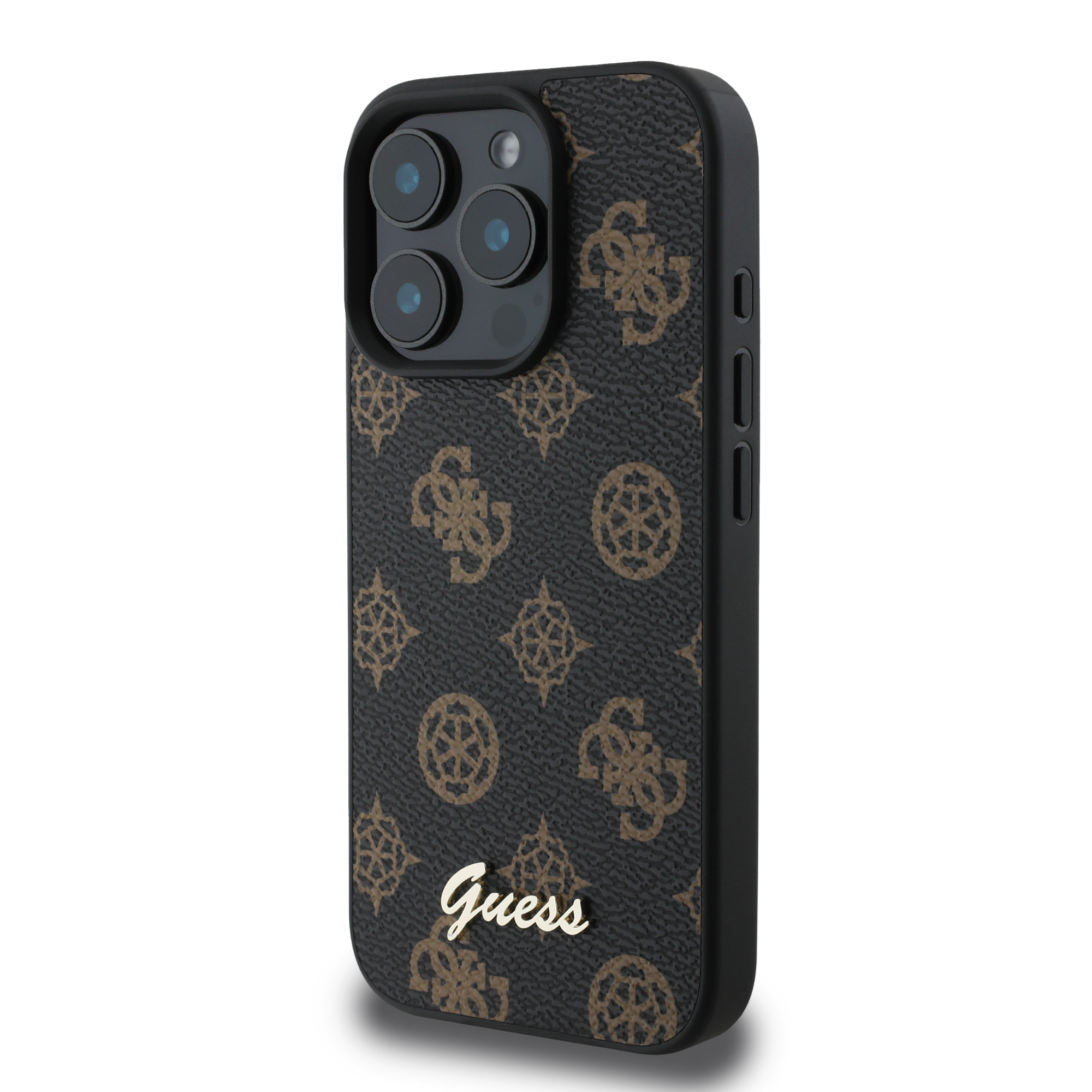 iPhone 16 Pro MagSafe Leder Hardcase Hülle Peony Script (GUHMP16LPGPYSK) - Schwarz