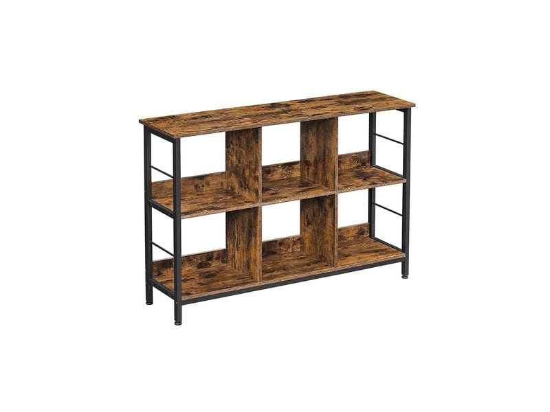 VASAGLE Regal Industrial Schwarz Regal für das Wohnzimmer mit 6 Fächern