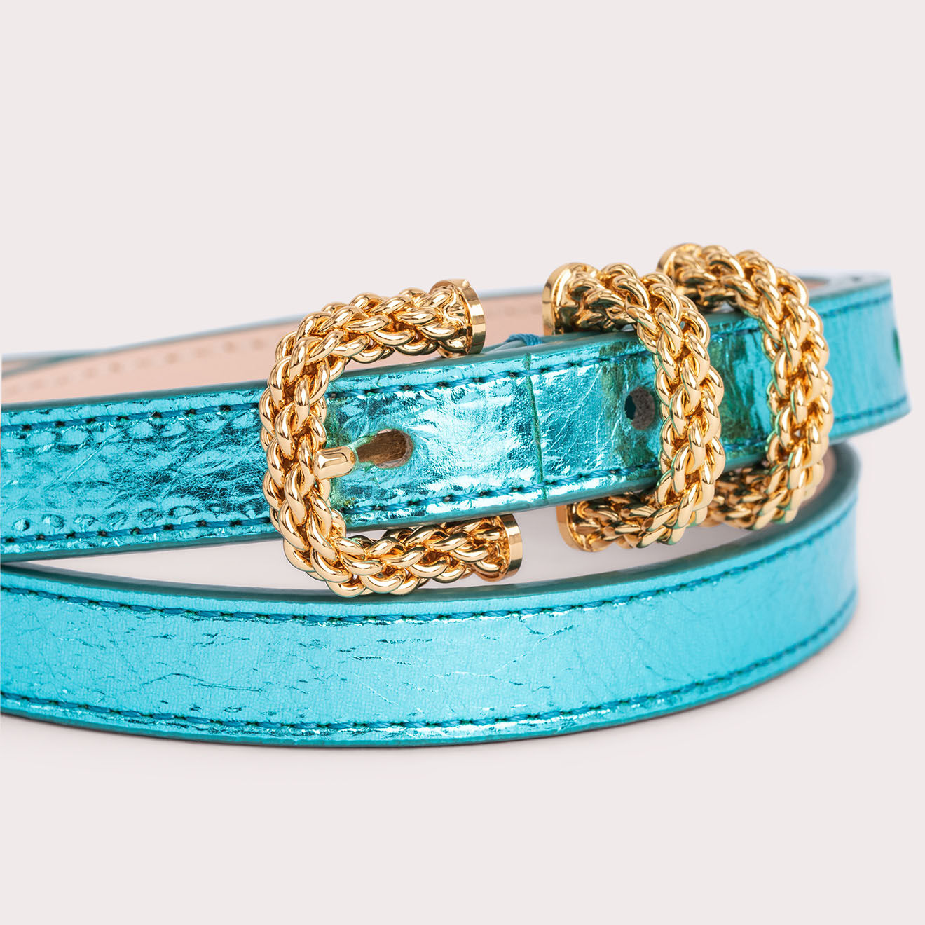 By Far Ceinture en Cuir Kat bleue
