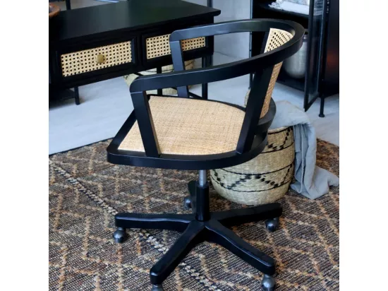 Chaise de bureau en bois noir et marron 60 x 60 x 80 cm