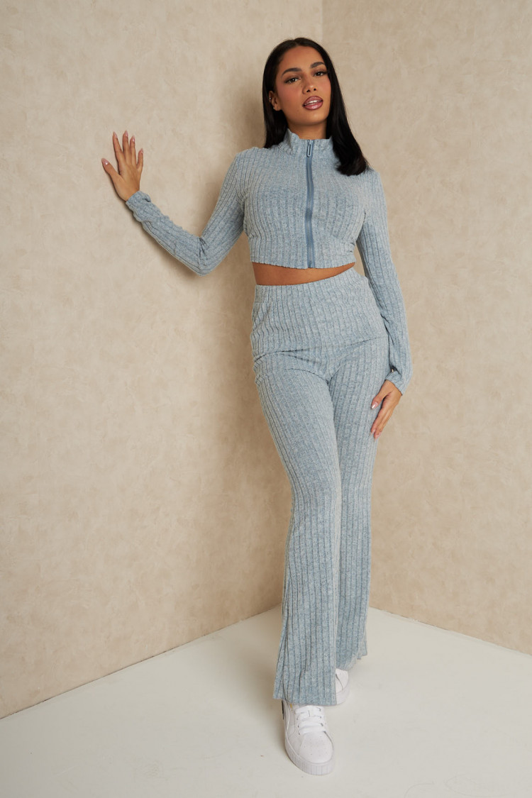 Ensemble 2 pièces gilet + pantalon bleu côtelé