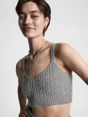 Top cropped de tricô