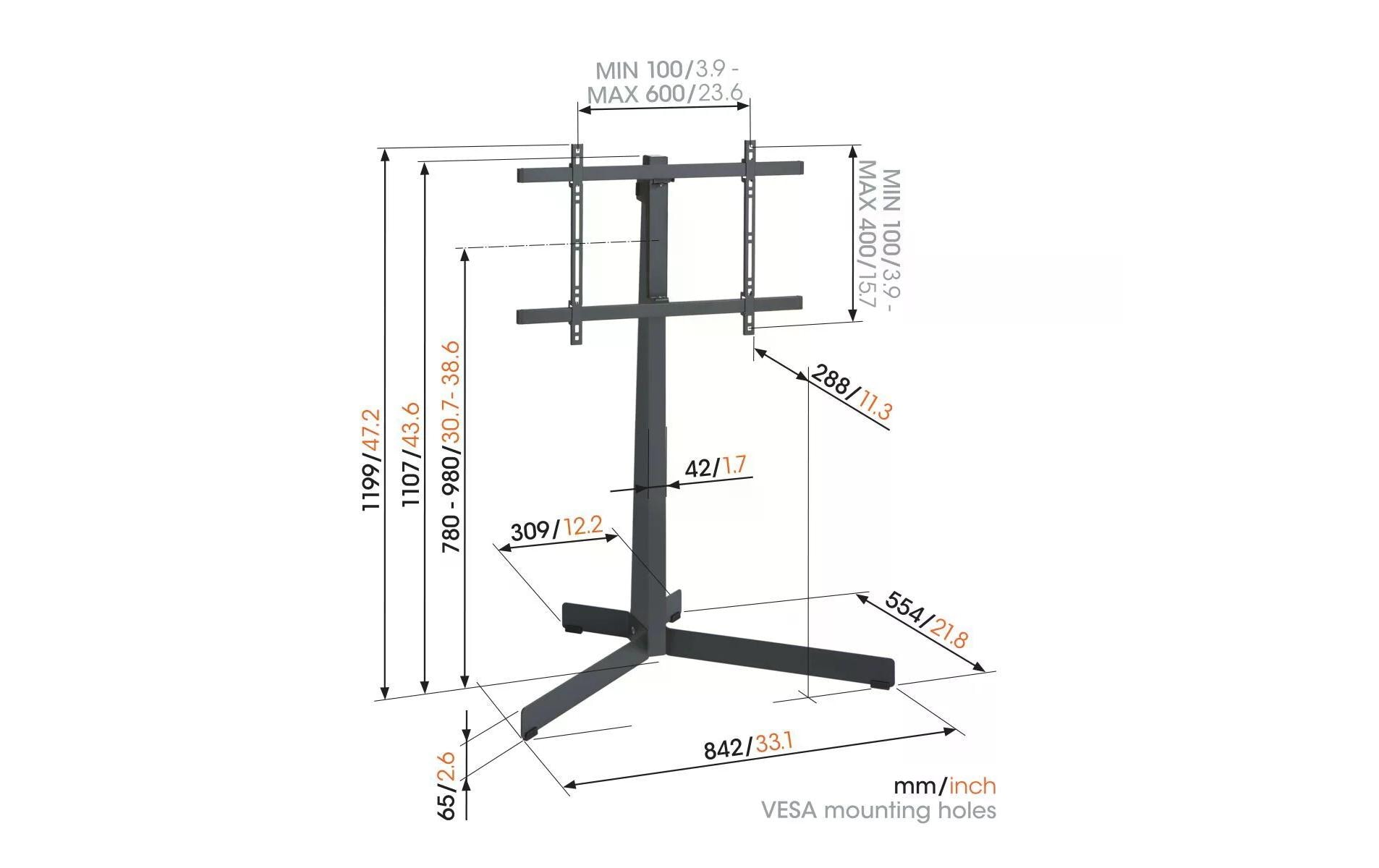 Standfuss TVS 3690 Schwarz<br>Schwenkbarer TV-Ständer