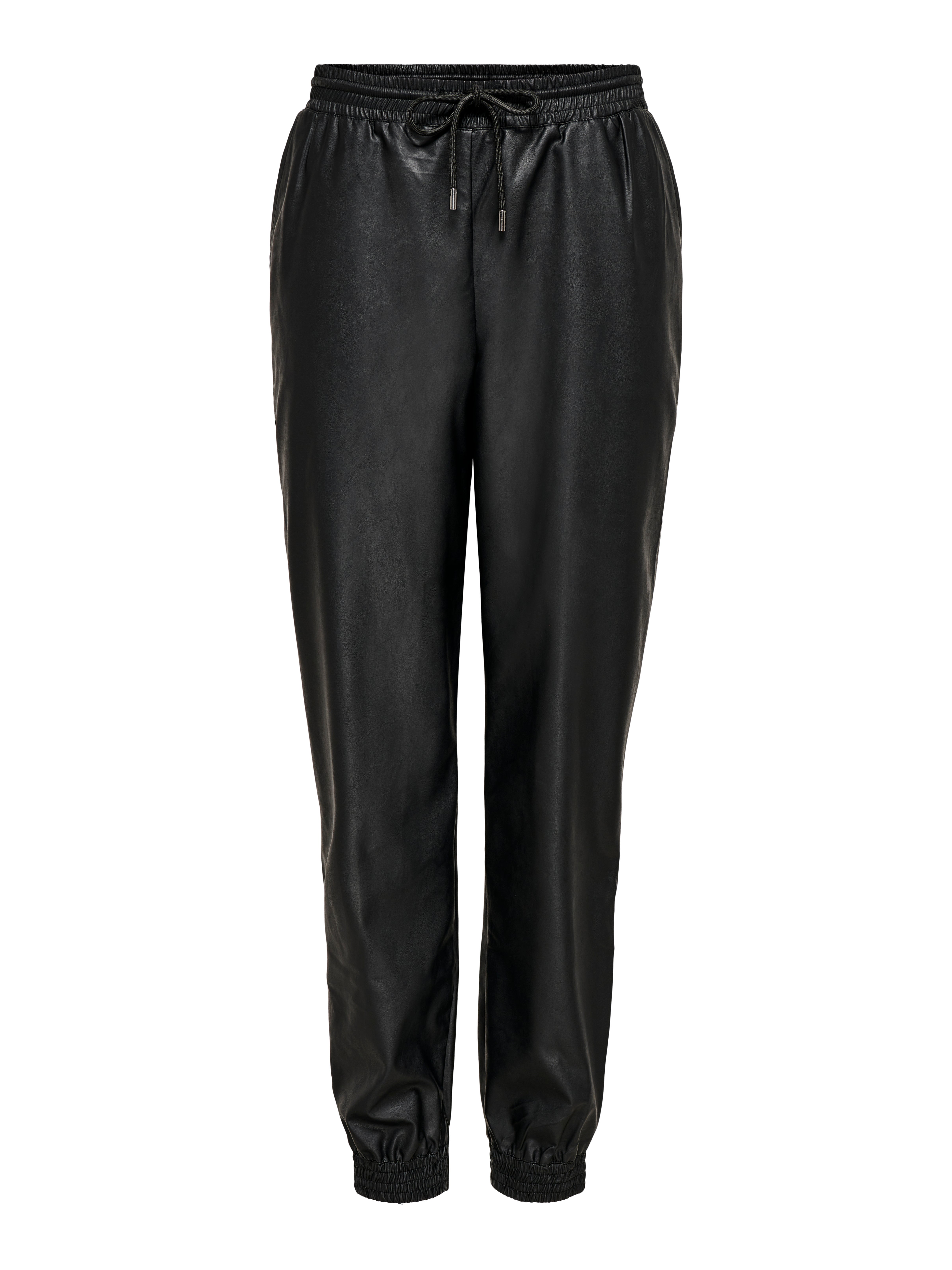ONLMADY Mittlere Taille Normal geschnitten Hose in Lederoptik Black