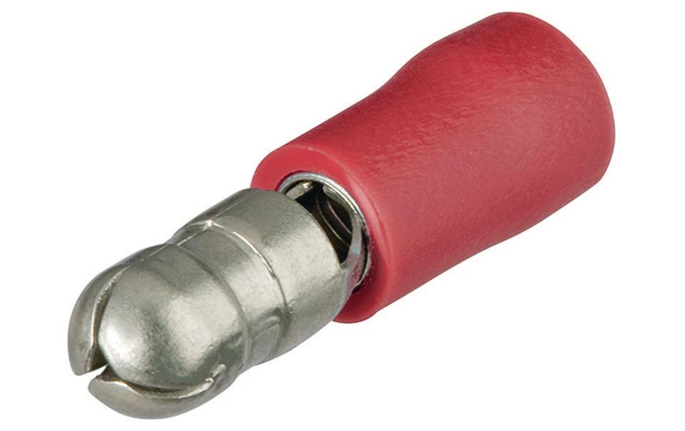 Rundstecker 4.0 mm Rot, 100 StückRundstecker Isoliert