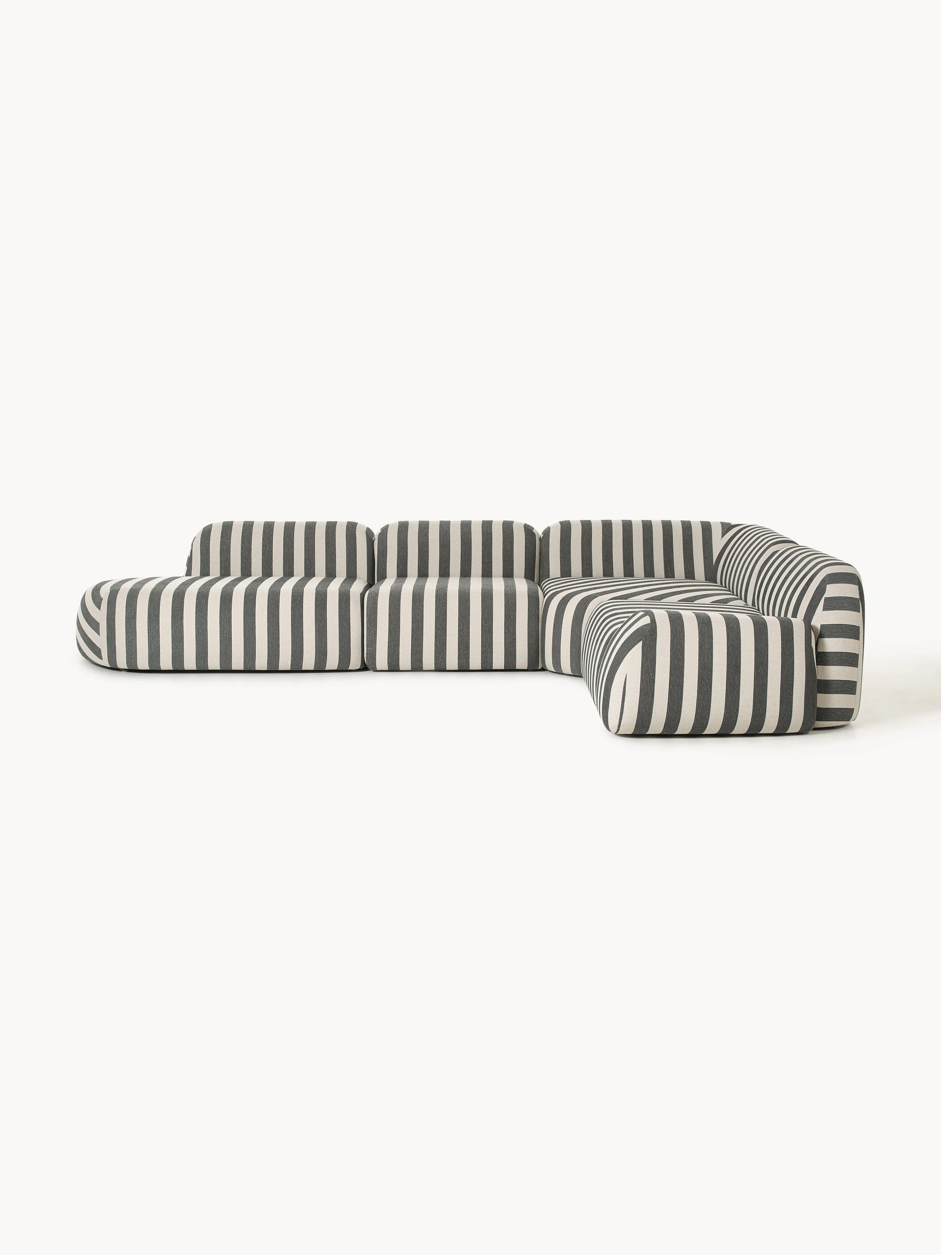 Gestreepte XL modulaire hoekbank Wolke (4-zits)
