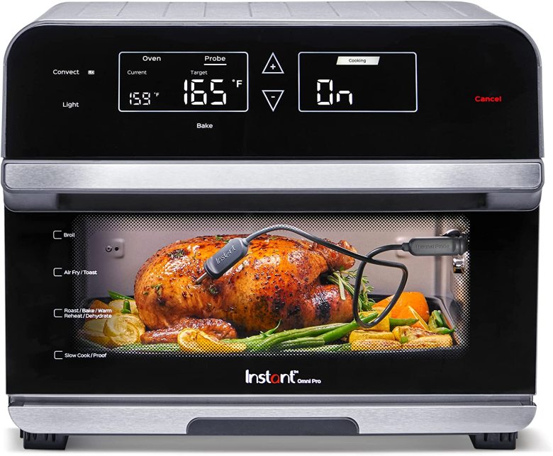 Omni Pro 19 QT/18L Air Fryer Toaster Oven Combo, From the Makers of Pot, 14-in-1 Functions, Fits a 12" Pizza, 6 Slices of Bread, App with Over 100 Recipes