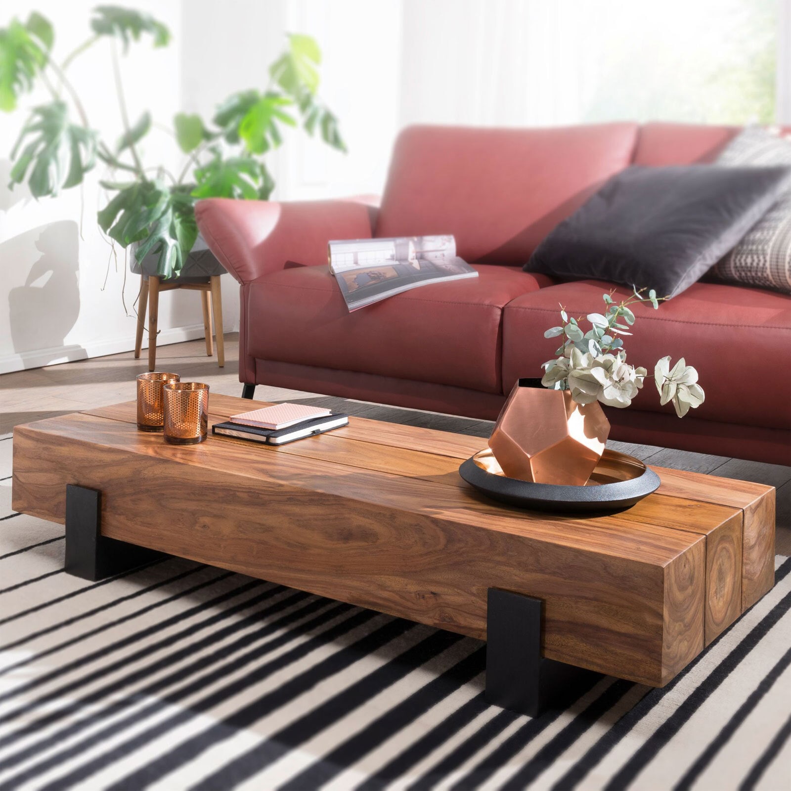 Couchtisch Soron Massivholz/Metall