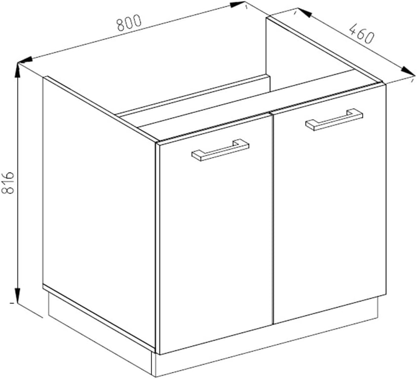 Vicco Spülenunterschrank R-Line, Goldkraft Eiche/Anthrazit, 80 cm ohne Arbeitsplatte