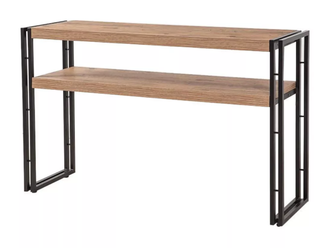 Console style industriel HANKO - bois et noir - 140 cm
