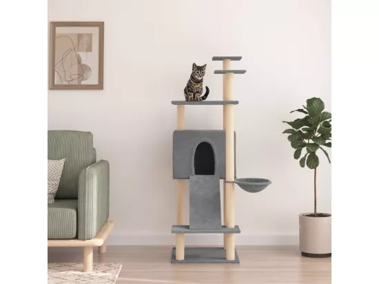 Arbre à chat avec griffoirs en sisal Gris clair 153 cm