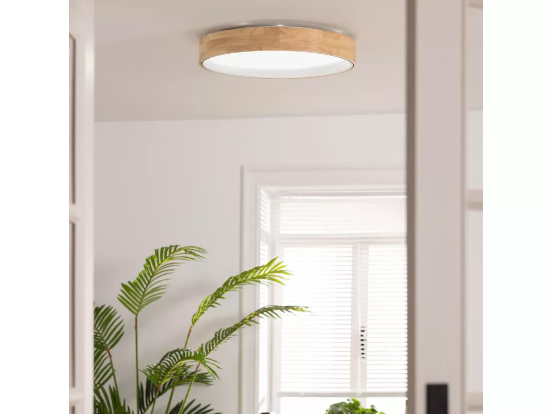 Plafonnier LED Rond Bois 30W CCT Sélectionnable Dari Ø570 mm Blanc