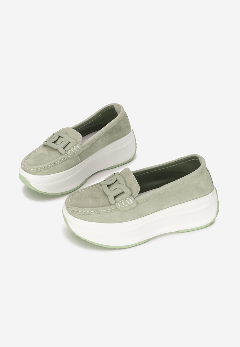 Mocassins semelle epaisse vert Mivea