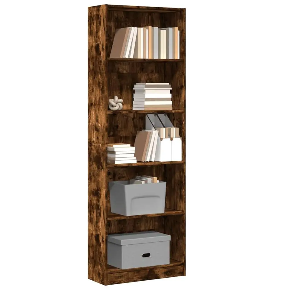 vidaXL - Boekenkast met 5 vakken voor kantoor - Gerookt eiken - 60x24x176 cm